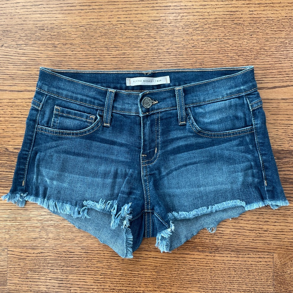 Dark Wash Flying Monkey Denim Shorts